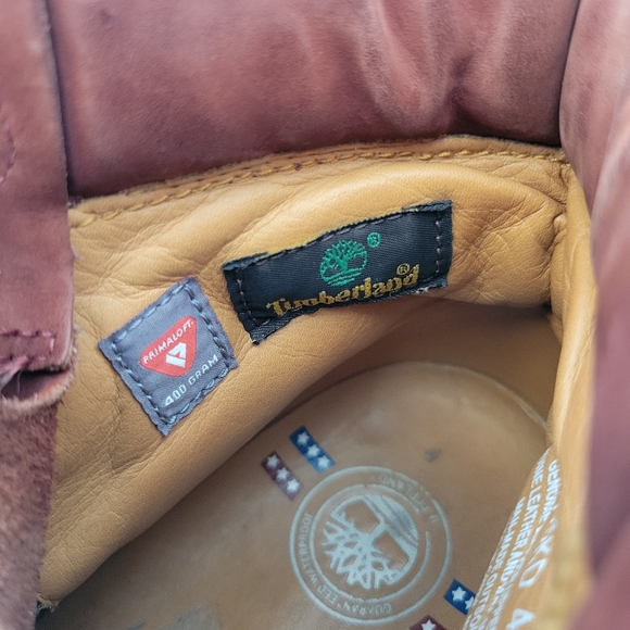 Burgundy Timberland Waterproof Nubuck Boots Men's 7.5 - Picture 9 of 11